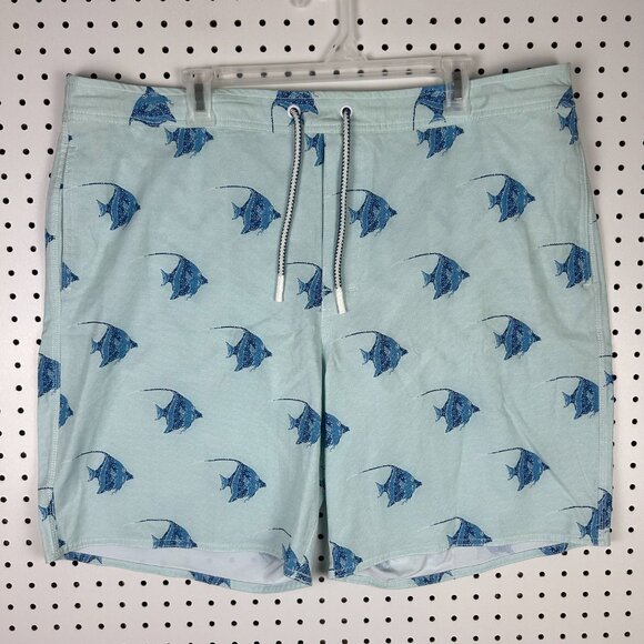 Johnnie O Swim Trunks Suit Men's XXL Hatton Blue Fish NWT $89 Retail READ Pocket - Picture 1 of 8